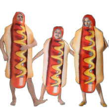 (Adulto) Disfraz familiar de salchicha y perrito caliente para Halloween, atuendo con temática de comida impreso en 3D para adultos y niños - FKB