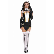 (M, Zwart) Halloweenkostuum met religieus thema, feestjurk, cosplay-outfit voor vrouwen