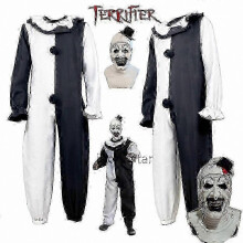 (M, Maske 1) Halloween-Kostüm-Overall mit Maske für Damen und Herren, gruseliges Clown-Outfit für Partys und Veranstaltungen