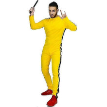 (S, HOMBRES) Disfraz de mono amarillo de una pieza para adultos, uniforme de kung fu, disfraz de Halloween