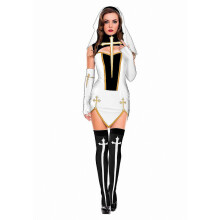 (M, Wit) Halloweenkostuum met religieus thema, feestjurk, cosplay-outfit voor vrouwen