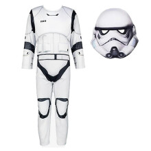 (S, WEISS) Soldatenkostüm für Jungen, Soldatenoverall mit Maske, Halloween-Cosplay-Kostüm, Alter 4-10 Jahre
