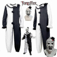 (XL, Kostümmaske 2) Halloween-Kostüm-Overall mit Maske für Damen und Herren, gruseliges Clown-Outfit für Partys und Veranstaltungen