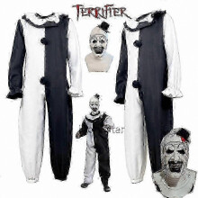 (XL, kostuum) Halloweenkostuum: jumpsuit met masker voor mannen en vrouwen, griezelige clownoutfit voor feestjes en evenementen.