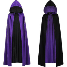 (140cm, Black Purple) Reversible Cape For Adults And Kids, Easter Halloween Christmas Cloak Fancy Dress Vampire Witch Wizard Role Play Cloak