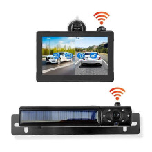 5" HD 1080P Monitor Solar Wireless Backup Camera 5000mAh for Truck RV SUV Pickup Car