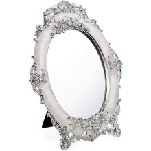 7" Antique Oval RoseEmbossed MakeupTable Mirror Stand Home/Bedroom/Dresser/Livingroom/Bath