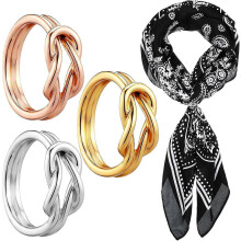 3PCS Double Layered Knot Silk Scarf Ring Brooch for Women Dainty Shawl Buckle Wrap Clasp