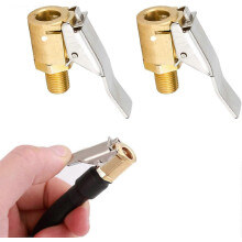 2Pcs Brass Tire Air Chuck Clip Adapter Tyre Inflator Valve Connector for Car Truck Pump