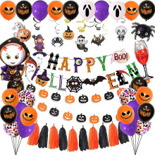 Creepy Halloween Balloon Decor Kit with Spider Web and Cloth Party Set A