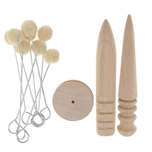 Leather Craft Edge Slicker Burnisher Kit with Wool Daubers and Metal Handle