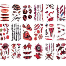 20PCS Halloween Fake Scar Wound Tattoo Stickers Party Makeup Random Style 2024 Ping