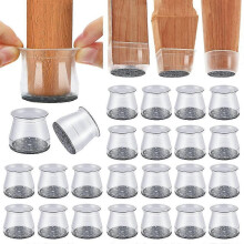 24Pcs Silicone Furniture Leg Caps with Felt Pads for Chairs Tables Stools Hardwood Floors