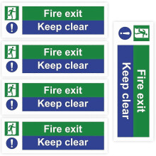 5Pcs Fire Exit Keep Clear Sign Glossy Durable Safety Signage Indoor Outdoor Office Factory