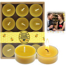 Pure Beeswax Tealight Candles 12 Pack Unscented Non Toxic Yellow Cotton Wick Eco Friendly