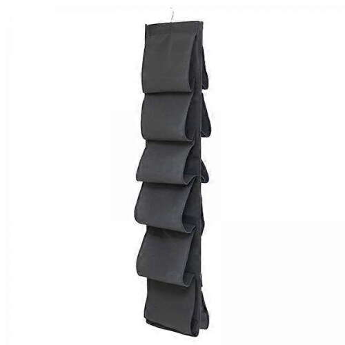 Grey Wall Mounted 6 Pocket Shoe Organizer for Door 2 Pack