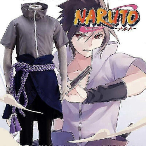 (M, Ritssluiting) Naruto Uchiha Sasuke cosplay Halloween anime performance kostuum 1