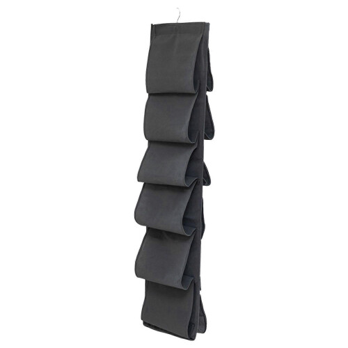 Grey Wall Mounted 6 Pocket Shoe Organizer for Door 2 Pack 1