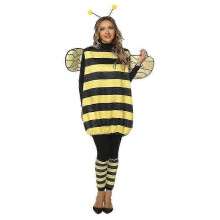 (150, Amarillo) Kit de disfraz de Halloween para adultos: lindo disfraz de mariquita abeja amarilla con diadema de antenas, medias a rayas y leggings.