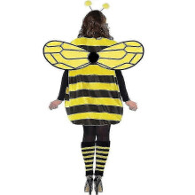 (M, Yellow) Adult Halloween Costume Kit - Cute Yellow Bee Ladybug Cosplay Outfit With Antenna Headband, Striped Tights, And Leggings