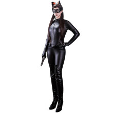 (L, colocar) Disfraz de Catwoman para cosplay, conjunto de mono de cuerpo completo para Halloween, disfraz sexy de estilo urbano.