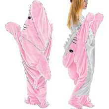(M, Rosa) Hai-Schlafanzug für Erwachsene und Cosplay-Kostüm, einteiliger Hai-Schlafsack als Halloween-Geschenk