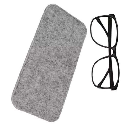 Portable Felt Eyeglasses Case - Gray, Slim & Protective 2