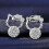 Cute Kitty Cat Round CZ Stud Earrings Sparkling Silver Plated Ball Design 2