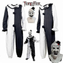 (M, Kostüm) Halloween-Kostüm-Overall mit Maske für Damen und Herren, gruseliges Clown-Outfit für Partys und Veranstaltungen