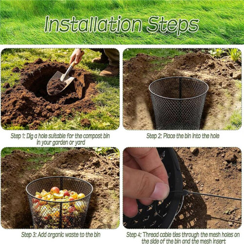 4 Pack Large Inground Worm Composter with Grid Lids Worm Compost Bin for Garden for Efficient Kitchen Waste Recycling 2