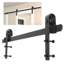 200cm Sliding Wood Barn Door Hardware Kits Track Industrial Style Black