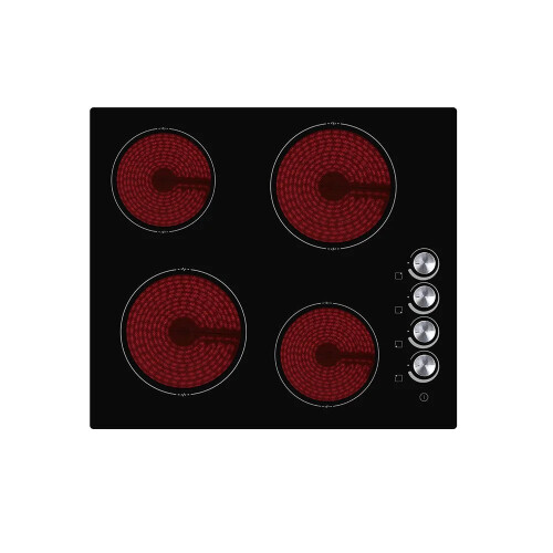 Teknix BITK260CHK - Black 60cm Ceramic Hob - 4 Zones - Knob Control 1