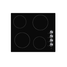 Teknix BITK260CHK - Black 60cm Ceramic Hob - 4 Zones - Knob Control