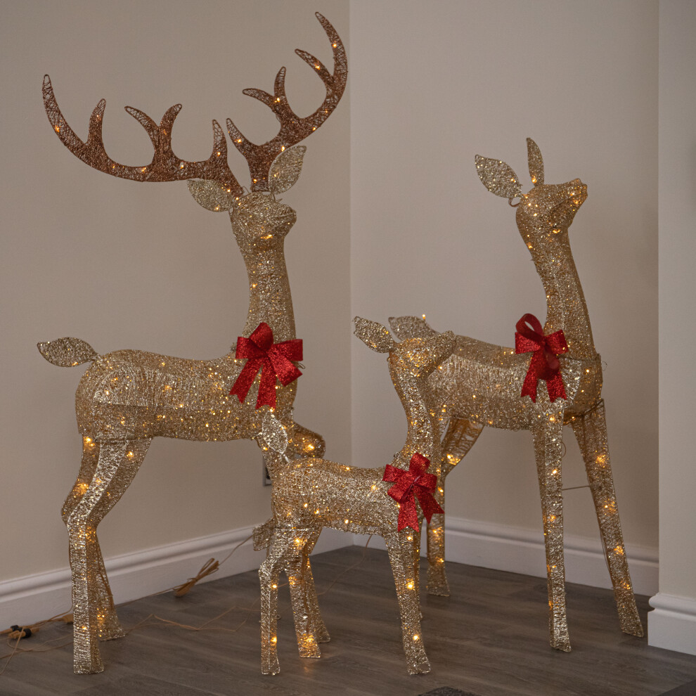 Samuel Alexander Unisex Gold Set Of Glitter Light Up Reindeer Family With Timer Size 3 - Image 3