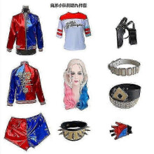 (L, Black Pink) Halloween Suicide Squad Harley Quinn Little Girl Cosplay Costume Wig