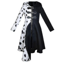 (XL, Without a wig) Cruella Devil Cosplay Costume Outfits Women Dresses Black Gloves Set Halloween Carnival Party Fancy Dress 25-26s