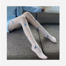 (Weiß – Einheitsgröße) 1 Paar schwarze Socken mit blauem Schmetterlingsmuster, Anti-Fäden- und Anti-Pilling-Streifen. Überraschungsgeschenk