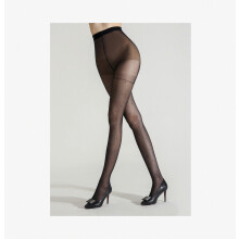 (Schwarz-L) Schwarze Damenstrümpfe mit Polka-Dot-Muster, hochelastisch, transparent, figurformend (Einzelgeschenk)