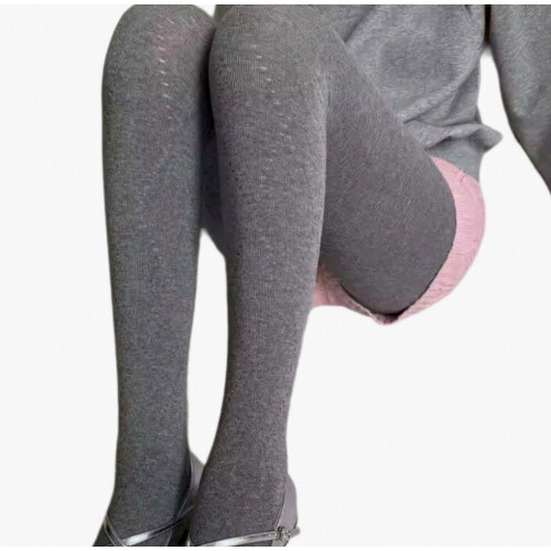 Checked Cotton Tights With Cutouts – Opaque Tights With Feet_Surprise Gift