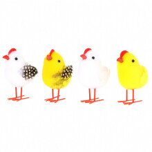4 pulcini soffici, piccole figure di pollo in peluche, giocattoli compatibili con un cestino o come imbottitura per una busta regalo, vari stili._Reg