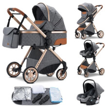 Cochecito de Bebé 3 en 1 con Capazo y Silla de Auto – Cochecito Combinado con Gran Capazo Nuevo Modelo