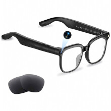 Smart Ai Glasses With Camera And Translation Function, Transparent And Sunglass Lenses, Black Frame._Surprise Gift