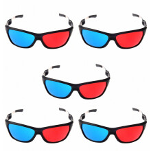 Set Of 5 Red-Blue Anaglyph 3D Glasses Compatible Movies And Games, Simple Model, Extra Enhanced Version_Surprise Gift