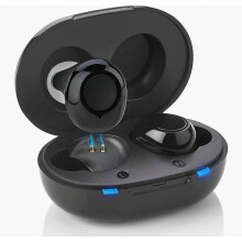 Appareils auditifs compatibles pour seniors, amplificateur auditif rechargeable avec son puissant et étui de chargement USB portable, lot de 2 (noir)