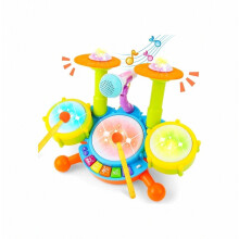 Babytrommel, percussieset geschikt voor beginners; geluids- en lichteffecten maken van deze kindertrommelset een echt instrument. Verrassingscadeau
