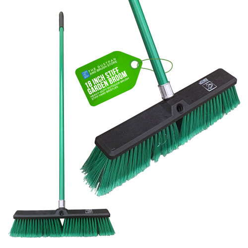 18" Heavy Duty Outdoor Yard Broom and Metal Handle