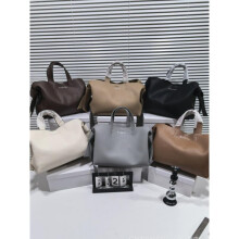 (Apricot, L) Women's Leather Bow Knot Shoulder Handbag Minimalist Bucket Bag Crossbody Tote