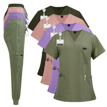 (black, S) Surgical Short Sleeve Scrub Top Women Medical Uniform Nurse Workwear Dermatology Clinic Doctor Isolation Gown Breathable