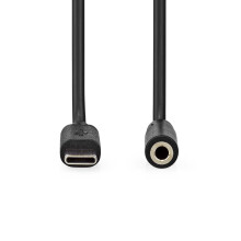 USB-C adaptér | USB 2.0 | USB-C samec | 3,5 mm samice | 1,00 m | Kulatý | Niklovaný | PVC | Černá | Box