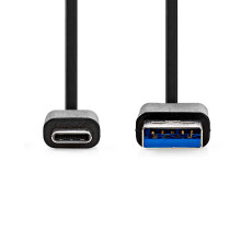 USB kabel | USB 3.2 Gen 1 | USB-A samec | USB-C samec | 60 W | 5 Gbps | Niklovaný | 1,00 m | Kulatý | PVC | Černá | Box